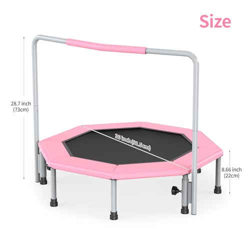 36 Inch Kids Trampoline for Toddlers Ages 1-3,Mini Indoor/Outdoor Trampoline with Gap-Free Spring Design - Safe Bounce Jumping Toy - color: Pink
