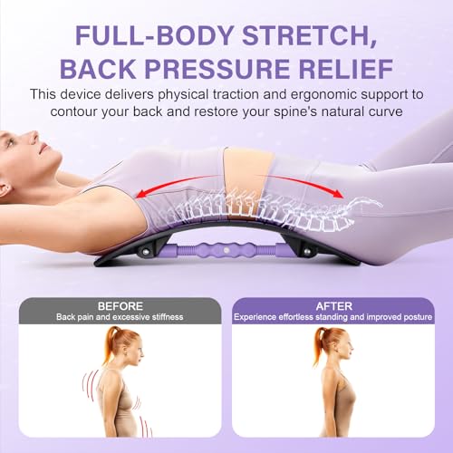 Back Stretcher for Lower Back Pain Relief | Wide Adjustable Honeycomb Lumbar Support Board | Soft Back Cracker Sciatica Pain Relief & Spinal Decompression | Portable Home Office Travel