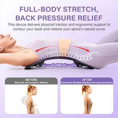 Back Stretcher for Lower Back Pain Relief | Wide Adjustable Honeycomb Lumbar Support Board | Soft Back Cracker Sciatica Pain Relief & Spinal Decompression | Portable Home Office Travel