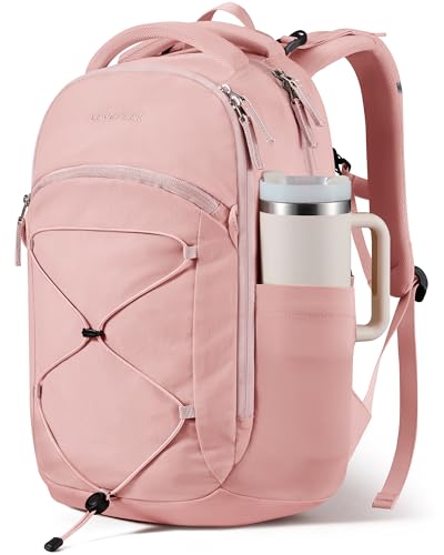 LOVEVOOK Everyday Laptop Backpack for Women Men With Giant Tumbler Holder,15.6 Inch Classic Travel Work College Teacher Carryon Backpack Purse,Waterproof Computer laptop Bag Hiking Backpack,Light Pink - color: Light Pink, size: 15.6 Inch