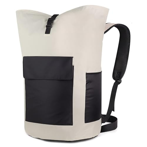 Haevon Laundry Backpack - 131L Heavy Duty Laundry Bag with Padded Shoulder & Waist Straps, Removable Liner College, Dorm, Apartment, Travel, Outdoor - Big Laundry Bag for Easy Carrying (Grey Black) - color: Gray and Black