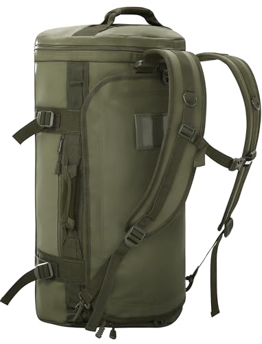 MIER Large Duffle Bag Backpack for Travel Camping Gym Sports, 45L/60L/90L | Water Resistant, Convertible Duffel, Detachable Backpack Straps, Shoe Compartment, Heavy-Duty Tarpaulin, 3 Sizes - color: Dark Green, size: 45L
