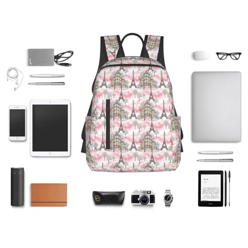 Lightweight Daypack Paris Eiffel Tower, Stands Upright, Padded Laptop Sleeve, for Commuters & Travel - color: Picture (46)