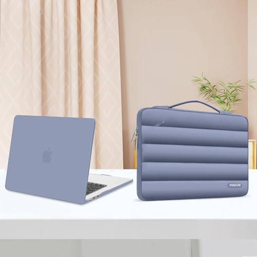 MOSISO Compatible with MacBook Air 15 inch Case M5 2026 M4 2025 M3 2024 M2 2023 A3448 A3241 A3114 A2941, Plastic Hard Shell Case&Puffy Sleeve Bag&Keyboard Skin&Webcam Cover&Screen Film, Lavender Gray - color: Lavender Gray