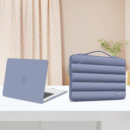 MOSISO Compatible with MacBook Air 15 inch Case M5 2026 M4 2025 M3 2024 M2 2023 A3448 A3241 A3114 A2941, Plastic Hard Shell Case&Puffy Sleeve Bag&Keyboard Skin&Webcam Cover&Screen Film, Lavender Gray - color: Lavender Gray