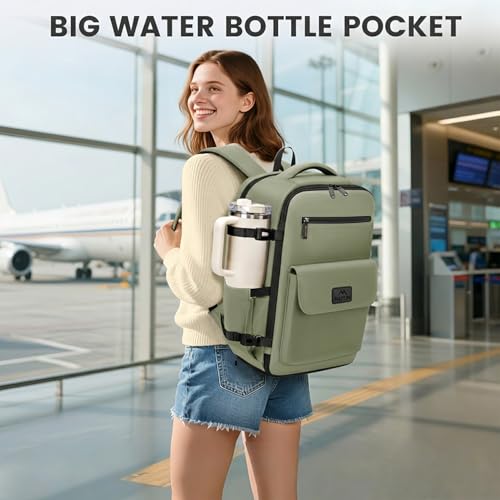 MATEIN 18x14x8 Personal Item Backpack Underseat Bag for Frontier Airline | TSA Approved, Shoe Compartment, Water Bottle Holder, Water Resistant, Lightweight Travel, Fit 15.6" Laptops, Women Men, Green - color: Green