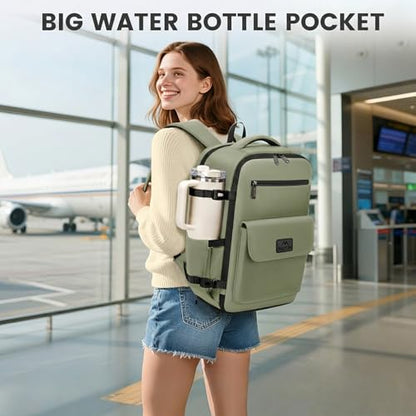 MATEIN 18x14x8 Personal Item Backpack Underseat Bag for Frontier Airline | TSA Approved, Shoe Compartment, Water Bottle Holder, Water Resistant, Lightweight Travel, Fit 15.6" Laptops, Women Men, Green - color: Green