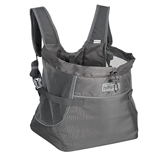 Outward Hound PupPak Dog Front Carrier, Medium, Grey – Hands-Free Hiking & Camping Pet Backpack for Small Pets up to 20 lbs, Padded Straps, Breathable Mesh, Water-Resistant, Safety Clip - size: 14.0"L x 9.0"W x 12.0"H
