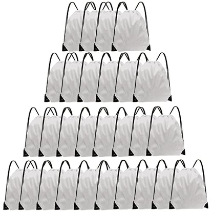 Grneric Drawstring Backpack Bulk 28 PCS Drawstring Bags String Backpack Cinch Bag Sackpack for Men Women Gym (White) - color: White