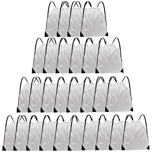 Grneric Drawstring Backpack Bulk 28 PCS Drawstring Bags String Backpack Cinch Bag Sackpack for Men Women Gym (White) - color: White