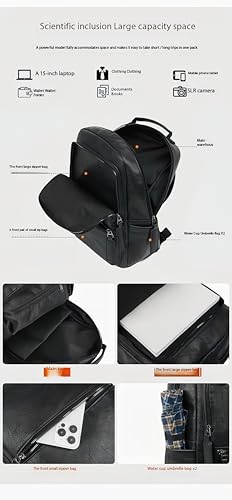 Unisex PU leather laptop bag work business bag hiking backpack leisure day bag university schoolbag (Large,Brown 2) - color: Brown 2