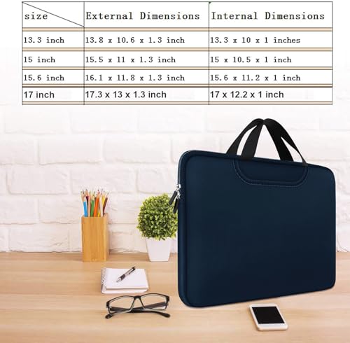 Laptop Sleeve 15.6 Inch, Durable Traveling Briefcase Handle Bag & with Extra Pockets, Computer Protective Case Compatible for 15 15.6 inch HP, Dell, Acer, Asus, Deep Blue - color: Deep Blue, size: 15.6 inch