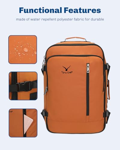 Hynes Eagle 38L Flight Approved Backpack Carry On Travel Bag for Men Women - color: Bronze