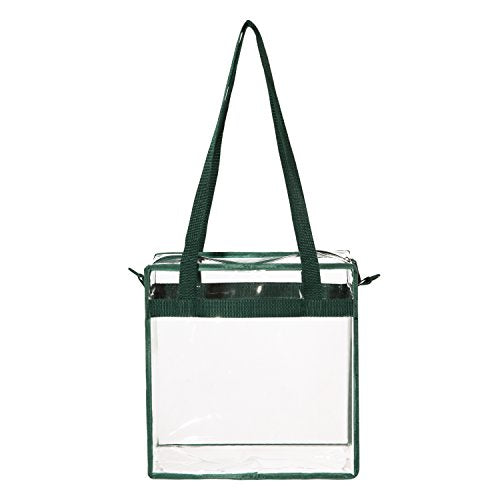 BAGAIL Clear Bags 12x6x12 Stadium Approved Clear Tote Bag with Zipper Closure Crossbody Shoulder Bag with Adjustable Strap - color: Green