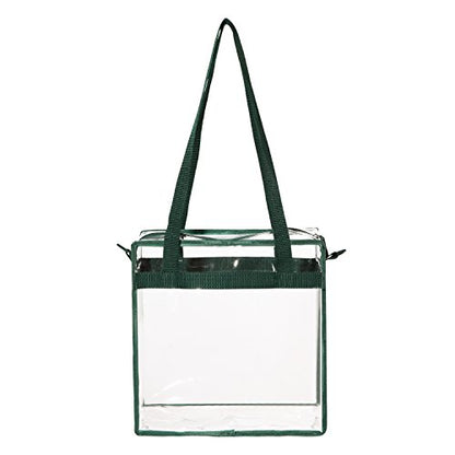 BAGAIL Clear Bags 12x6x12 Stadium Approved Clear Tote Bag with Zipper Closure Crossbody Shoulder Bag with Adjustable Strap - color: Green