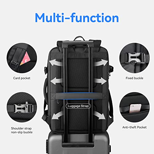 MARK RYDEN Travel Backpack for Men, 40L Airline Approved Carry on Backpack with USB Charging Port, 17.3 Inch Waterproof Business Laptop Backpack (12.6 x 8.0 x 19.6 Inch) - color: Black