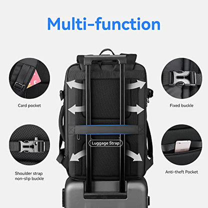 MARK RYDEN Travel Backpack for Men, 40L Airline Approved Carry on Backpack with USB Charging Port, 17.3 Inch Waterproof Business Laptop Backpack (12.6 x 8.0 x 19.6 Inch) - color: Black