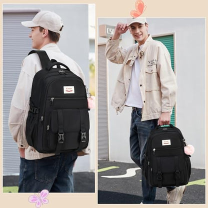 School Backpack for Teen Girls College Backpacks for Women Students Bookbag Large 15.6 Inch Laptop Bags Kids Kindergarten Elementary Middle School Bag Anti Theft Daypack Sport Travel Back Pack Black - color: Black