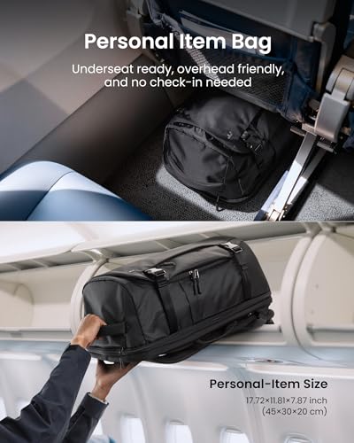 tomtoc Travel Backpack 28L, TSA Friendly Flight Approved Carry-on Luggage, Personal Item Travel Bag, Water-resistant Lightweight Business Rucksack, Durable Bag Fits 16 Inch Laptop - color: Black-ripstop, size: 28L