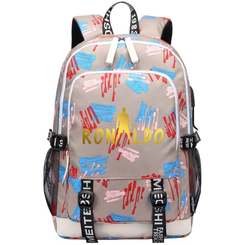 Soccer Player 7 Multifunction Sport Backpack Travel Laptop Football Fans Bag for Men Women (Earthy White - 3) - color: Earthy White - 3