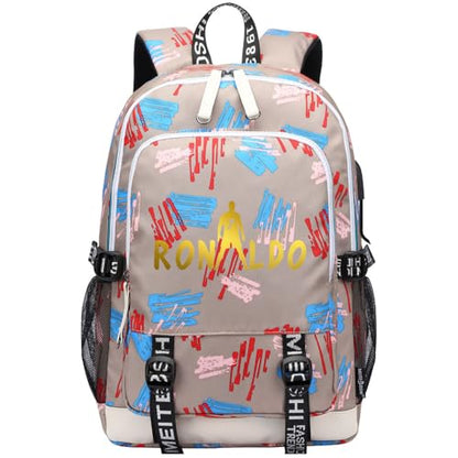 Soccer Player 7 Multifunction Sport Backpack Travel Laptop Football Fans Bag for Men Women (Earthy White - 3) - color: Earthy White - 3