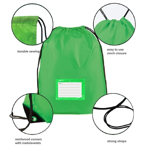 Drawstring Backpack Bulk 20 Pcs Draw String Bags DIY Gym Sports Traveling Yoga Cinch Bag Sackpack Drawstring Memo Card (green) - color: Green