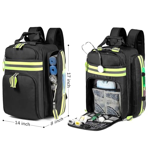 Gatycallaty First Aid Backpack - Medical Evacuation Bag - Red Emergency Lifeguard Bag for Ems Emt First Responders (Black) - color: Black