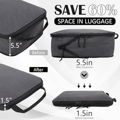 Compression Packing Cubes for Travel Accessories, 2 Set Compression Bags Travel Cubes for Packing Suitcase Luggage Organizer Bags Set, Black