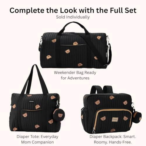 GOBABYMART Diaper Bag Backpack, Medium Maternity baby bag & Changing Pad, Insulated Pockets, Stroller Straps & Pacifier Case (Medium - Black Bears) - color: Medium - Black Bears