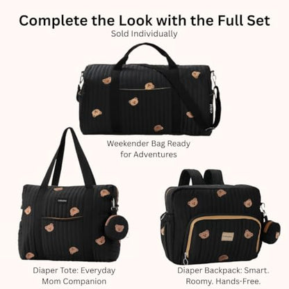 GOBABYMART Diaper Bag Backpack, Medium Maternity baby bag & Changing Pad, Insulated Pockets, Stroller Straps & Pacifier Case (Medium - Black Bears) - color: Medium - Black Bears