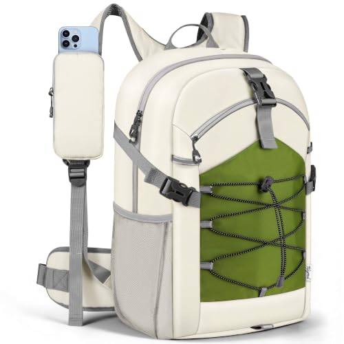 TILYMOL Hiking Travel Backpack for Men Women 25L - Small Lightweight Waterproof Outdoor Camping Backpack/Day Pack, Hiking Daypack with Hydration System for Hiking, Travel, Sports, Running, Biking - color: Beige