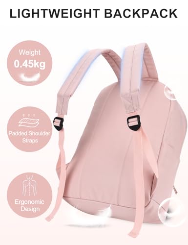 VASCHY Lightweight Backpack for School, Water Resistant Classic Bookbag with Side Pockets for Girls,Kids,Teens Blush Pink - color: Blush Pink