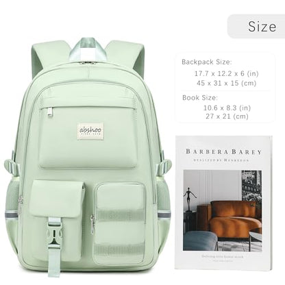 abshoo Big Student Laptop Backpack For College Women Middle High School Teen Girls Bookbag Travel Daypack (Olive Green) - color: Olive Green