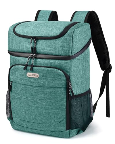 BAGLHER Lightweight Insulated Cooler Backpack - 30 Cans, Leak-Proof for Lunch, Picnic, Hiking, Camping Trips - color: green-titan