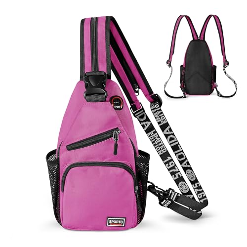 Geestock Convertible Sling Bag for Women Men, Lightweight Crossbody Backpack Daypack Chest Bag Fit 7.9" Tablet for Travel, Sport, Hiking & Commute, Purplishred, 7.09in×3.15in×12.60in - color: Purple, size: Small