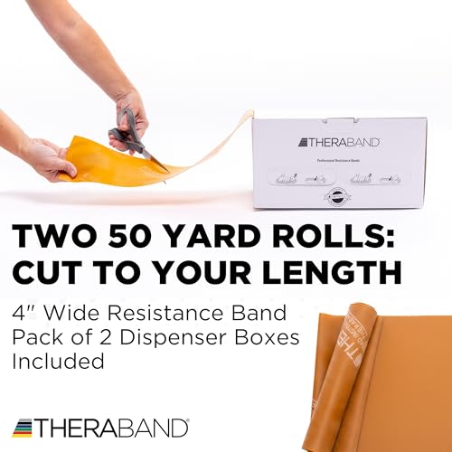THERABAND Resistance Band, 50-Yard Roll, Latex Elastic Band for Exercise, Stretching, Physical Therapy, Yoga, Pilates, Home Workouts, Cut-to-Length, Color-Coded Levels - color: Gold | Max, style: Latex