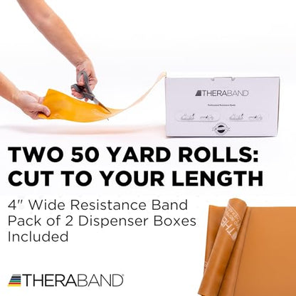 THERABAND Resistance Band, 50-Yard Roll, Latex Elastic Band for Exercise, Stretching, Physical Therapy, Yoga, Pilates, Home Workouts, Cut-to-Length, Color-Coded Levels - color: Gold | Max, style: Latex