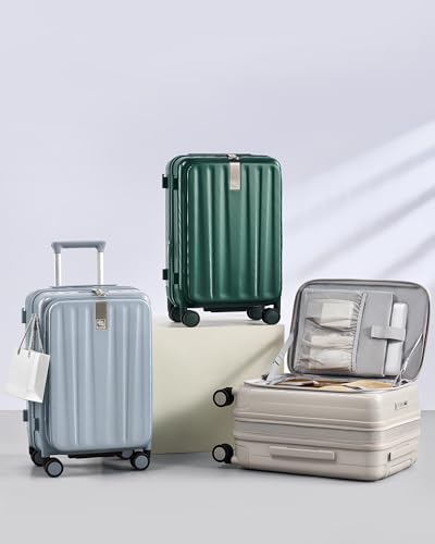 Hanke 24 Inch Expandable Luggage Top Opening Checked Bag Luggage Hard Shell Suitcases with Wheels Lightweight Travel Luggage Medium Suitcase with Lock for Woman Men-Blackish Green - color: Blackish Green, size: 24 Inch Expandable