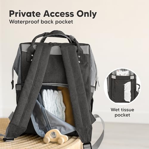 KeaBabies Baby Diaper Bag Backpack - Large Baby Bag for Boys, Girls, Waterproof Multi Function Travel Diaper Backpack with Changing Pad, Durable Travel Essentials for Moms and Dads (Graphite) - color: Graphite