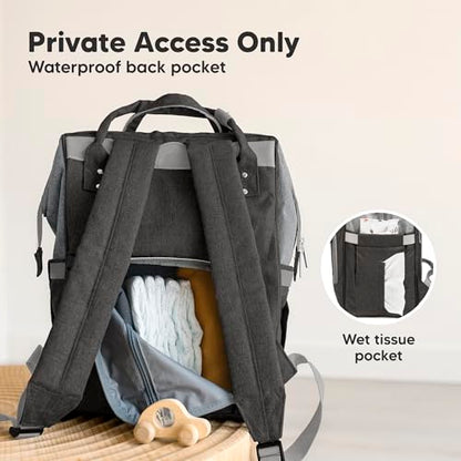 KeaBabies Baby Diaper Bag Backpack - Large Baby Bag for Boys, Girls, Waterproof Multi Function Travel Diaper Backpack with Changing Pad, Durable Travel Essentials for Moms and Dads (Graphite) - color: Graphite