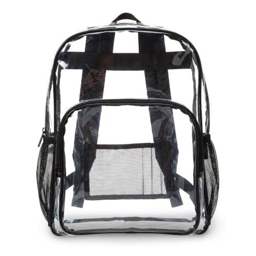 Amazon Basics Transparent Clear School Backpack, Water-Resistant PVC Plastic, Reinforced Shoulder Straps, 17 x 7 x 13 in - color: Clear