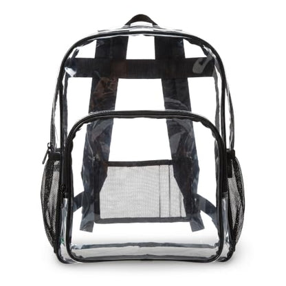 Amazon Basics Transparent Clear School Backpack, Water-Resistant PVC Plastic, Reinforced Shoulder Straps, 17 x 7 x 13 in - color: Clear