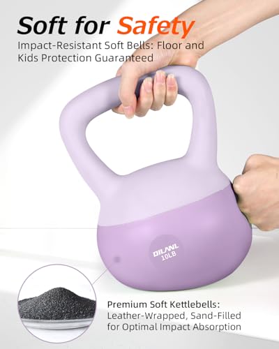 Soft Kettlebell, Safe Strength Training Kettle bell, Cushioned Impact-Resistant Base and Anti-Slip Grip Weight, Kettlebells Set for Home Workouts and Men/Women/Beginners,With Non-slip Gloves - color: Purple