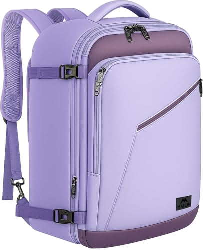MATEIN Purple Travel Backpack, Large Capacity Carry on Backpack with Detachable Shoulder Straps, Water Resistant Personal Item Bag for Traveler, Traveling Essential for Women - color: Light Purple Grey, size: X-Large
