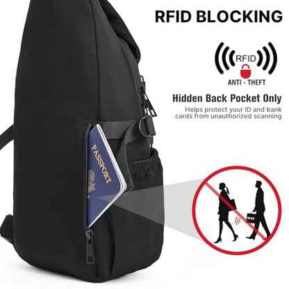 G4Free RFID Blocking Sling Bag for Men Women, Crossbody Bags Hiking Travel - color: Black