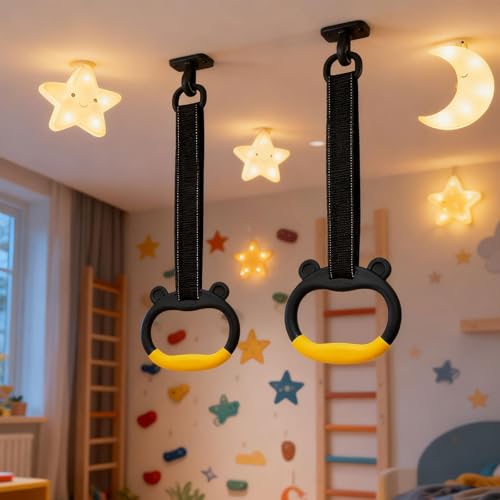 Gymnastics Rings Set of 2, 881.85lbs Weight Capacity, Adjustable Straps for Kids & Adults, Body Workout Gym Equipment for Strength Training, Pulling Exercises, Home Gym