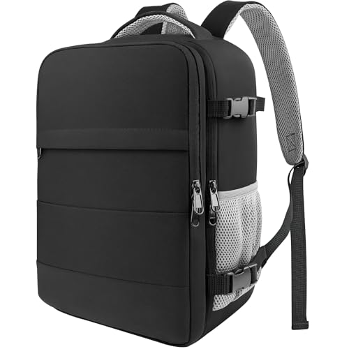 HOTOR Travel Backpack - Flight Approved Travel Bag for Men and Women, Carry on Luggage for 15.6" Laptop and Travel Essentials for Work, Business, Weekender, College 11.8"x7.9"x17.3" (Black) - color: Black, size: Medium