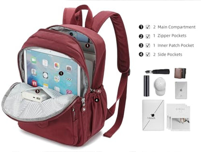 Hiking Waterproof 13" Laptop Backpack Purse for Women and Men,Travel Backpack - color: Red