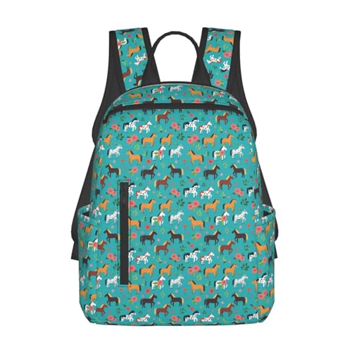 Travel Daypack Floral Farm Animal Pets Flowers Horses, Quick-Access Pocket, Side Bottle Holder, for Active Adults - color: Picture (830)