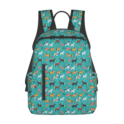 Travel Daypack Floral Farm Animal Pets Flowers Horses, Quick-Access Pocket, Side Bottle Holder, for Active Adults - color: Picture (830)